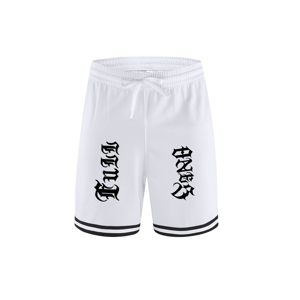 Classic Stripe Trim Basketball Shorts — White/Grey