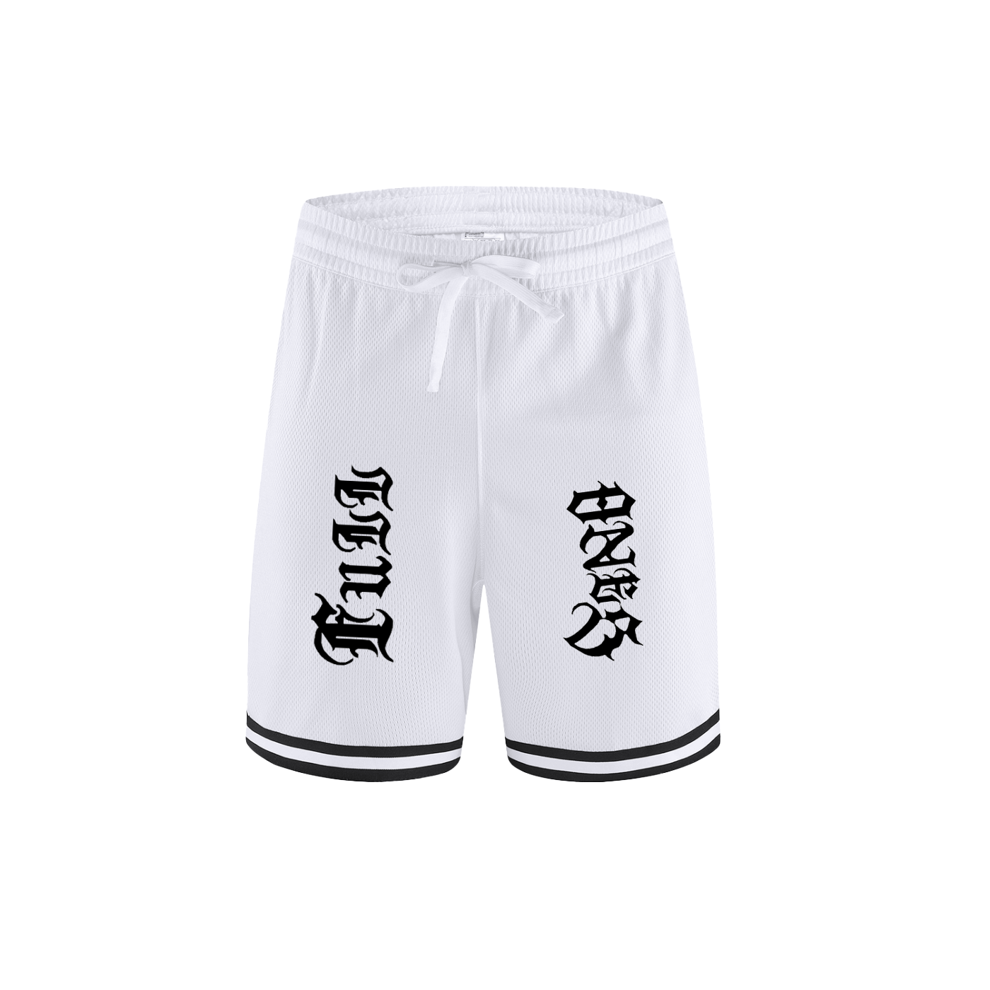 Classic Stripe Trim Basketball Shorts — White/Grey