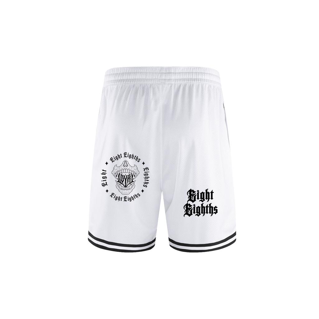 Classic Stripe Trim Basketball Shorts — White/Grey