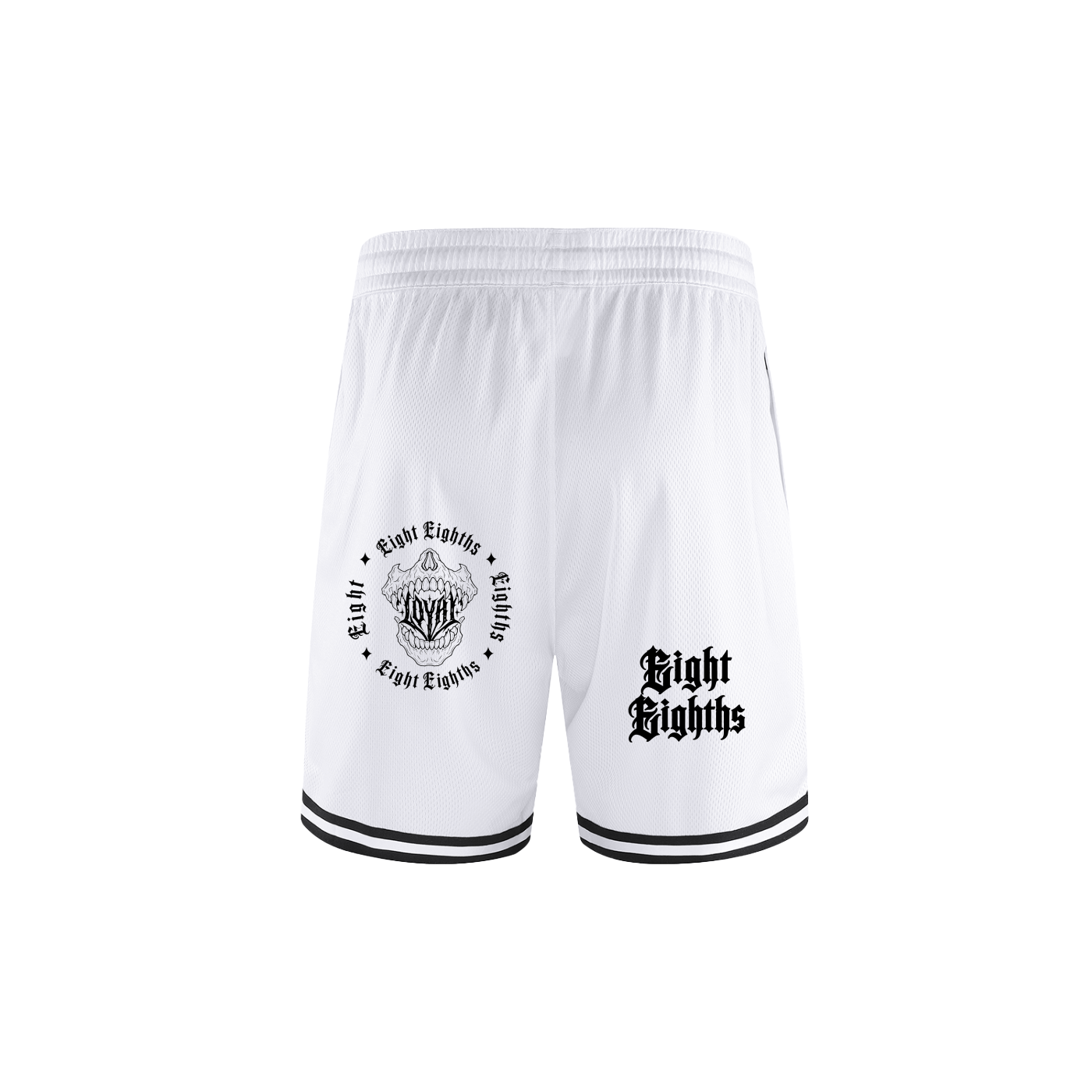 Classic Stripe Trim Basketball Shorts — White/Grey