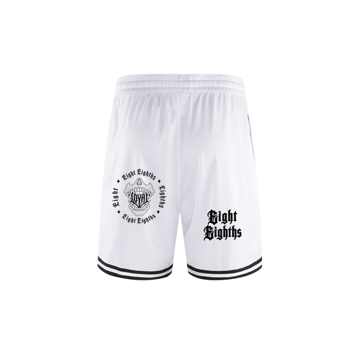 Classic Stripe Trim Basketball Shorts — White/Grey