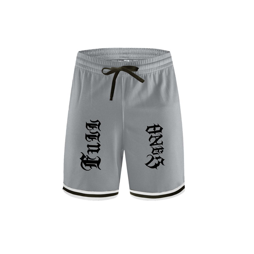 Classic Stripe Trim Basketball Shorts — White/Grey