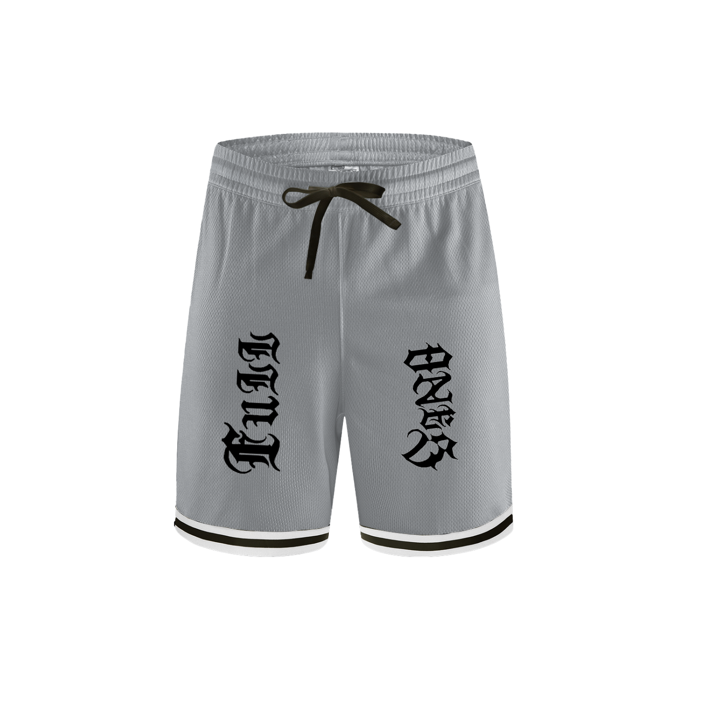 Classic Stripe Trim Basketball Shorts — White/Grey