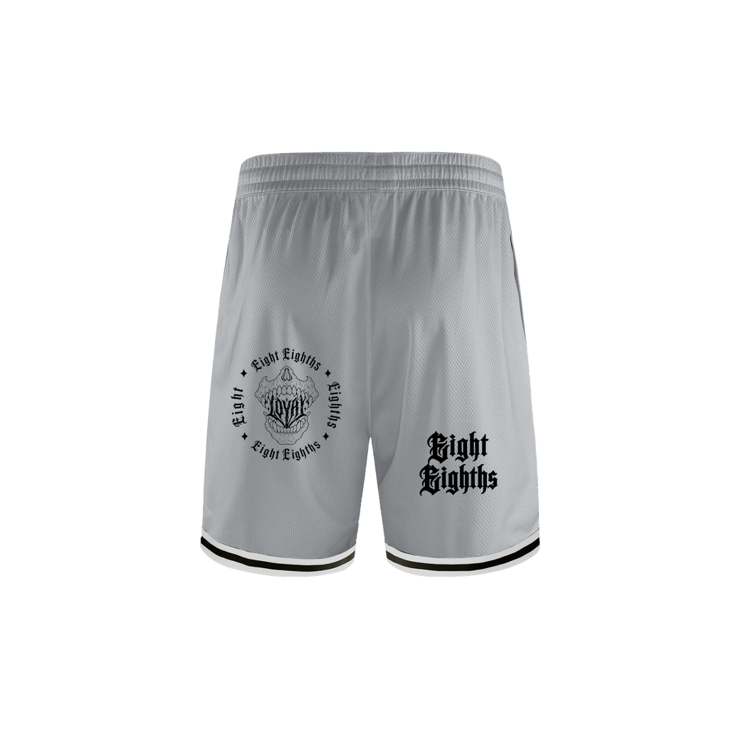 Classic Stripe Trim Basketball Shorts — White/Grey
