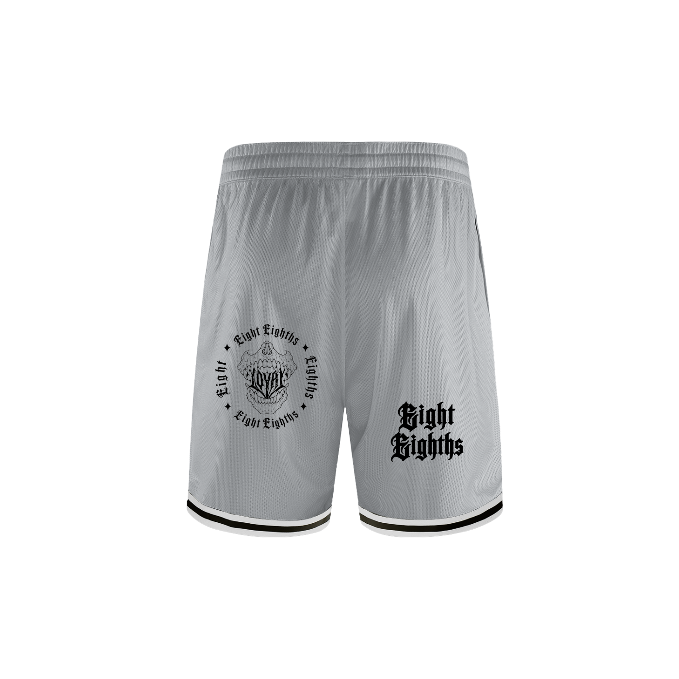 Classic Stripe Trim Basketball Shorts — White/Grey